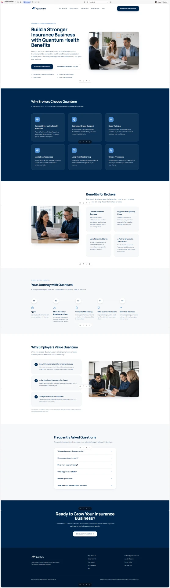 Broker recruitment landing page, version one